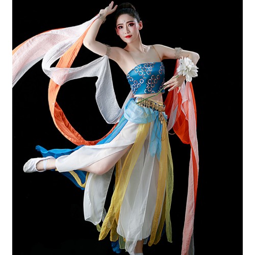 Chinese Classical Tang han fairy feitian dunhuang dance performance costume female fairy flying Dunhuang dance dresses elegant ancient style exotic stage wear